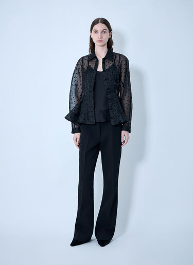 LN-CC® - GANNI: Flocked Organza Peplum Shirt - Black GANNI Flocked Organza Peplum Shirt Black gan0263019