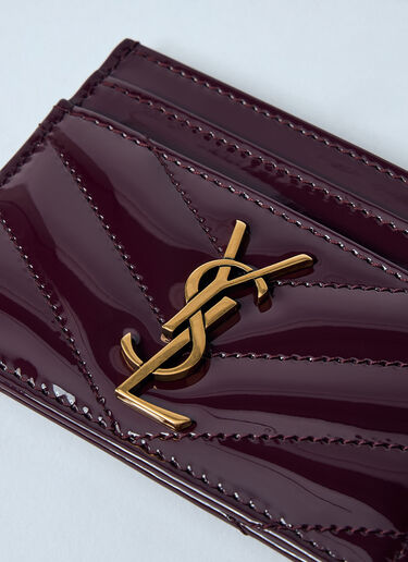 LN-CC® - Saint Laurent: Logo Plaque Leather Cardholder - Red Saint Laurent Logo Plaque Leather Cardholder Red sla0258031