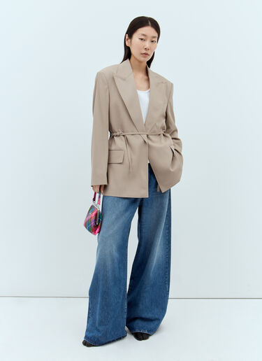 LN-CC® - Acne Studios: 戗驳领束带西装外套 - 米色 Acne Studios 戗驳领束带西装外套 米色 acn0257017