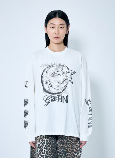 LN-CC® - GANNI: Heavy Long Sleeve T-Shirt - White GANNI Heavy Long Sleeve T-Shirt White gan0259042