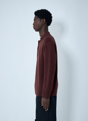 MHL by Margaret Howell 울 니트 폴로 스웨터  다크 브라운 mhl0162001