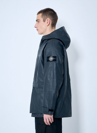 LN-CC® - Stone Island: Leather Organza Hooded Jacket - Black Stone Island Leather Organza Hooded Jacket Black sto0160001