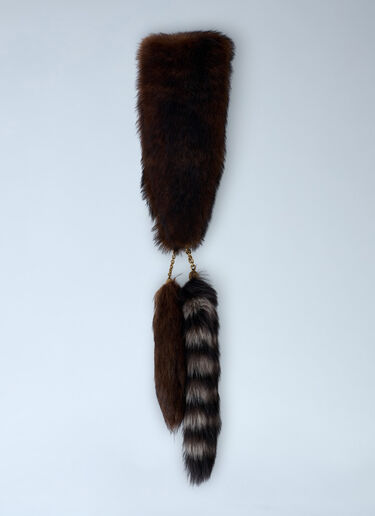 LN-CC® - Chloé: Treasure Tails Shearling Scarf - Brown Chloé Treasure Tails Shearling Scarf Brown chl0262016