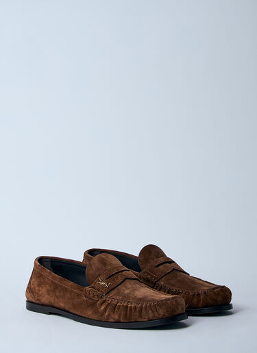 LN-CC® - Saint Laurent: Laurent Suede Loafers - Brown Saint Laurent Laurent Suede Loafers Brown sla0159014