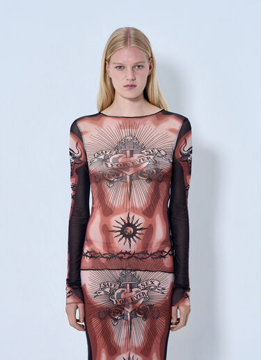 LN-CC® - Jean Paul Gaultier: Re-Edition Safe Sex Tattoo Longsleeve Top - Brown Jean Paul Gaultier Re-Edition Safe Sex Tattoo Longsleeve Top Brown jpg0264025