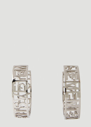 LN-CC® - VETEMENTS: Logo Hoop Earrings - Silver VETEMENTS Logo Hoop Earrings Silver vet0250023