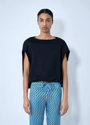LN-CC® - Dries Van Noten: Draped Sleeve Top - Black Dries Van Noten Draped Sleeve Top Black dvn0263002