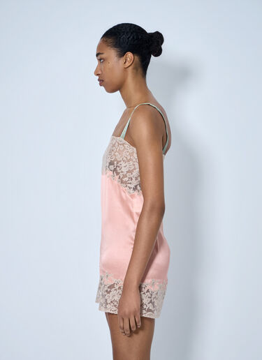 Saint Laurent Sleeveless Lace-Trimmed Slip Dress Pink sla0263024