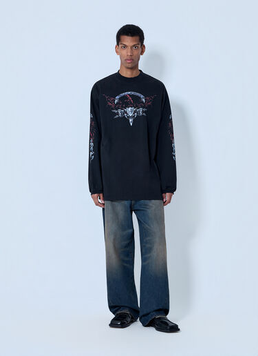 LN-CC® - VETEMENTS: グラフィック ロングスリーブ Tシャツ - ブラック VETEMENTS グラフィック ロングスリーブ Tシャツ ブラック vet0164005