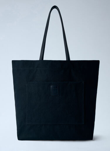 The Row Tori Leather-Trimmed Canvas Tote Bag Black row0365002