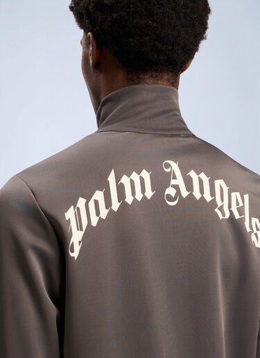 LN-CC® - Palm Angels: Back Curved Logo Track Jacket - Grey Palm Angels Back Curved Logo Track Jacket Grey pma0162055