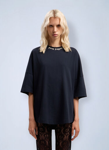Palm Angels カーブロゴカラーオーバーTシャツ ダークブルー pma0262074