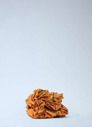 Dries Van Noten 러플 디테일의 크링클드 가죽 클러치 백 골드 dvn0263021
