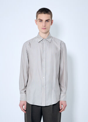 LN-CC® - The Row: Luigi Striped Shirt - Beige The Row Luigi Striped Shirt Beige row0159002