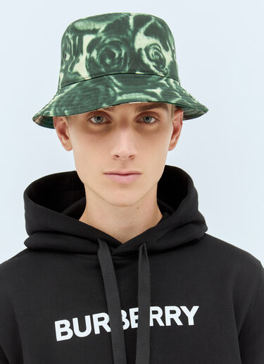 Burberry Rose Print Wax Bucket Hat Green bur0155090