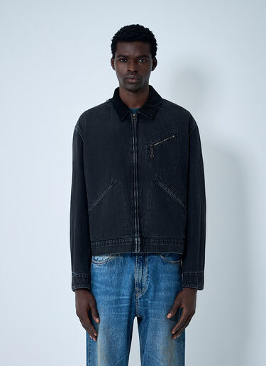 LN-CC® - Maison Margiela: Denim Zip-Up Jacket - Black Maison Margiela Denim Zip-Up Jacket Black mla0161001
