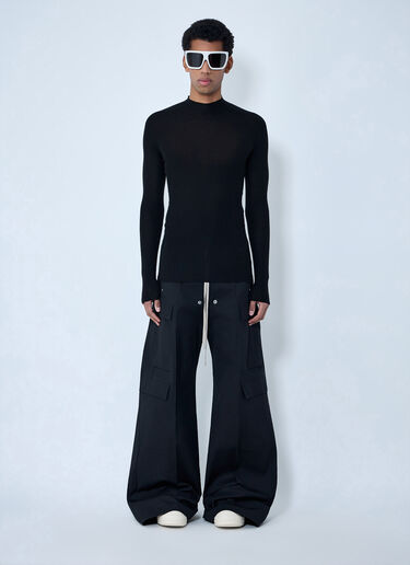 LN-CC® - Rick Owens: Ribbed Knit Long Sleeve Top - Black Rick Owens Ribbed Knit Long Sleeve Top Black ric0163009
