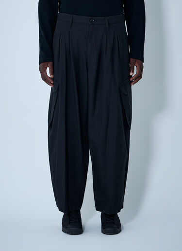 LN-CC® - Yohji Yamamoto: 12Tuck Work Pants - Black Yohji Yamamoto 12Tuck Work Pants Black yoy0162001