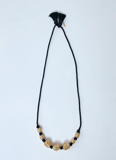 Saint Laurent Metal And Tassel Necklace Black sla0259047