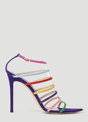 LN-CC® - Gianvito Rossi: Crystal Embellished High Heel Sandals - Purple Gianvito Rossi Crystal Embellished High Heel Sandals Purple gia0251001