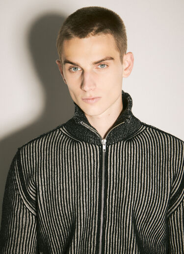 LN-CC® - MM6 Maison Margiela: Ribbed Wool Cardigan - Black MM6 Maison Margiela Ribbed Wool Cardigan Black mmm0158003