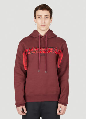 LN-CC® - Lanvin: Embroidered Logo Hooded Sweatshirt - Burgundy Lanvin Embroidered Logo Hooded Sweatshirt Burgundy lnv0151003