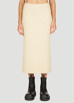 Jil Sander+ Wool Rib Midi Skirt Beige jsp0253010