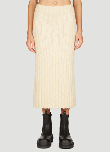 LN-CC® - Jil Sander+: Wool Rib Midi Skirt - Beige Jil Sander+ Wool Rib Midi Skirt Beige jsp0253010