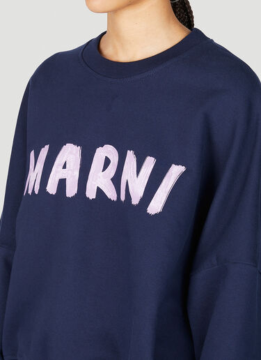 LN-CC® - Marni: Logo Print Sweatshirt - Blue Marni Logo Print Sweatshirt Blue mni0255006