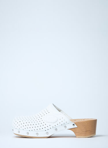 LN-CC® - Balenciaga: Perforated Heeled Clogs - White Balenciaga Perforated Heeled Clogs White bal0261028