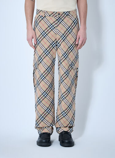 Burberry Check Linen-Blend Pants Beige bur0159017