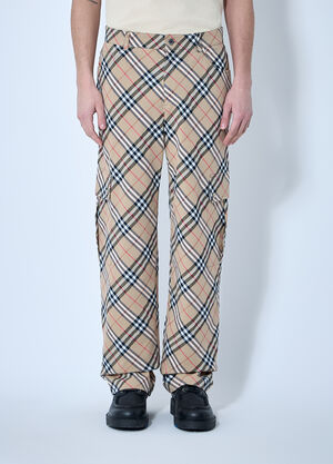 LN-CC® - Burberry: Check Linen-Blend Pants - Beige Burberry Check Linen-Blend Pants Beige bur0159017