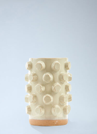 POLSPOTTEN Textured Ceramic Cylinder Vase Beige wps0692205