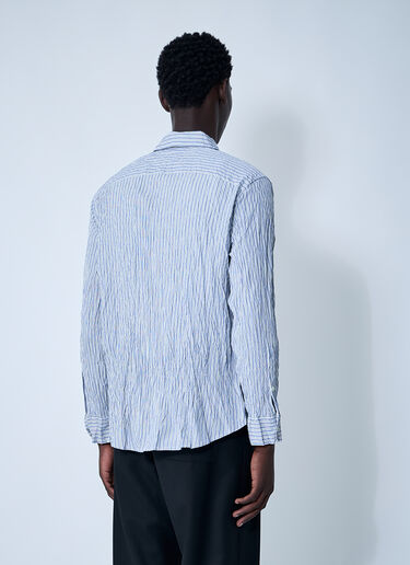 LN-CC® - Bottega Veneta: Cruched Cotton Stripe Shirt - Blue Bottega Veneta Cruched Cotton Stripe Shirt Blue bov0160004