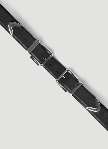LN-CC® - Dolce & Gabbana: Double Buckle Leather Belt - Black Dolce & Gabbana Double Buckle Leather Belt Black dol0154012