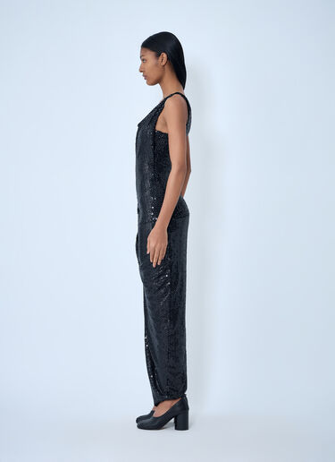 LN-CC® - Vivienne Westwood: Sequined Cowl Neck Gown - Black Vivienne Westwood Sequined Cowl Neck Gown Black vvw0263010