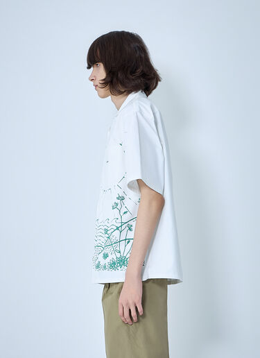 Prada Wave-Print Oversized Shirt Green pra0164019