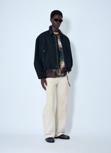 Acne Studios Leather-Trimmed Button Jacket Black acn0164030