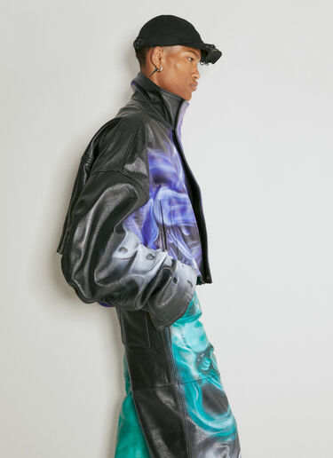 LN-CC® - Gerrit Jacob: Oversized High Neck Leather Jacket - Purple Gerrit Jacob Oversized High Neck Leather Jacket Purple gjb0154007