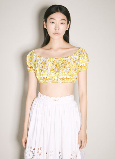 Dolce & Gabbana 短款锡釉陶印花上衣 黄色 dol0257009