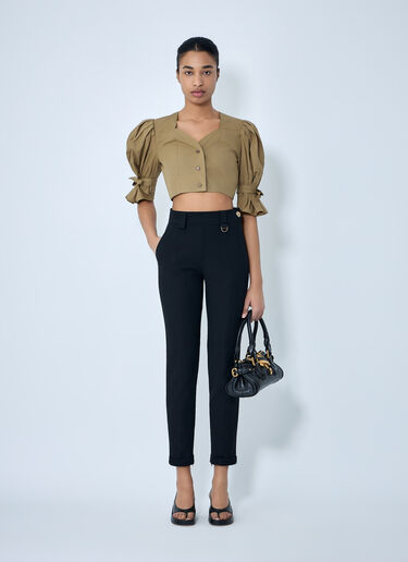 LN-CC® - Chloé: Structured Cropped Blouse - Olive Chloé Structured Cropped Blouse Olive chl0264005