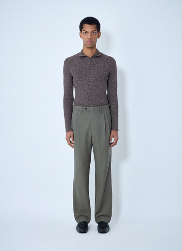 LN-CC® - Prada: High Neck Zip Sweater - Brown Prada High Neck Zip Sweater Brown pra0163055