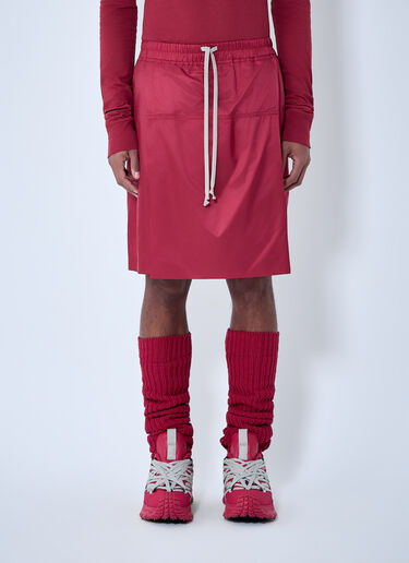 LN-CC® - Moncler + Rick Owens: Drawstring Midi Kilt Shorts - Red Moncler + Rick Owens Drawstring Midi Kilt Shorts Red mcs0363012