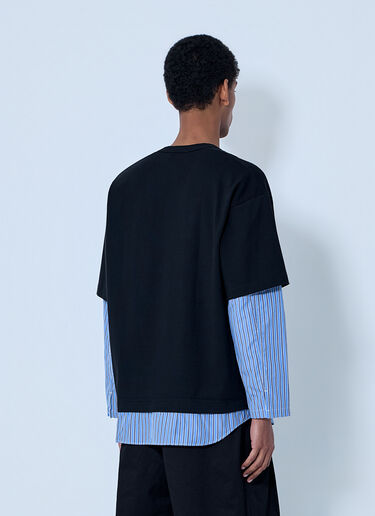 LN-CC® - Comme des Garçons Homme: 레이어드 크루넥 티셔츠 - 블랙 Comme des Garçons Homme 레이어드 크루넥 티셔츠 블랙 cdh0164004