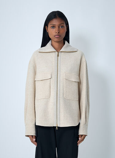 LN-CC® - Moncler: Wool-Blend Bouclé Shirt Jacket - Beige Moncler Wool-Blend Bouclé Shirt Jacket Beige mon0262034