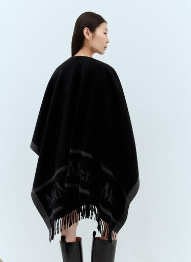 LN-CC® - Max Mara: Wool Cloak With Fringes - Black Max Mara Wool Cloak With Fringes Black max0257034