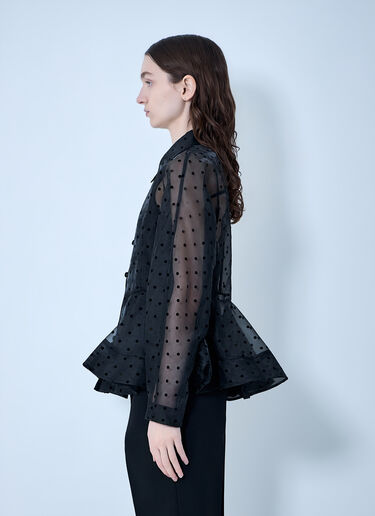LN-CC® - GANNI: Flocked Organza Peplum Shirt - Black GANNI Flocked Organza Peplum Shirt Black gan0263019