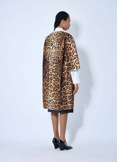 Prada 单排扣豹纹印花粗斜纹大衣  棕色 pra0260066