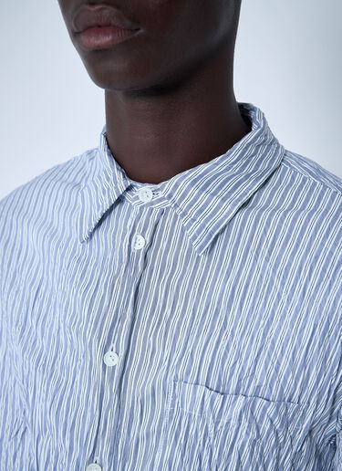 LN-CC® - Bottega Veneta: Cruched Cotton Stripe Shirt - Blue Bottega Veneta Cruched Cotton Stripe Shirt Blue bov0160004