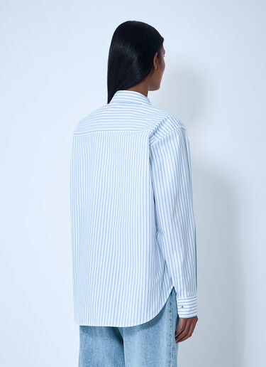 Moncler Striped Shirt With Logo Patch White mon0261009
